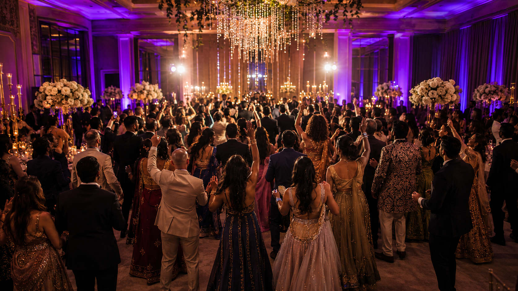 Multicultural wedding celebration dancefloor