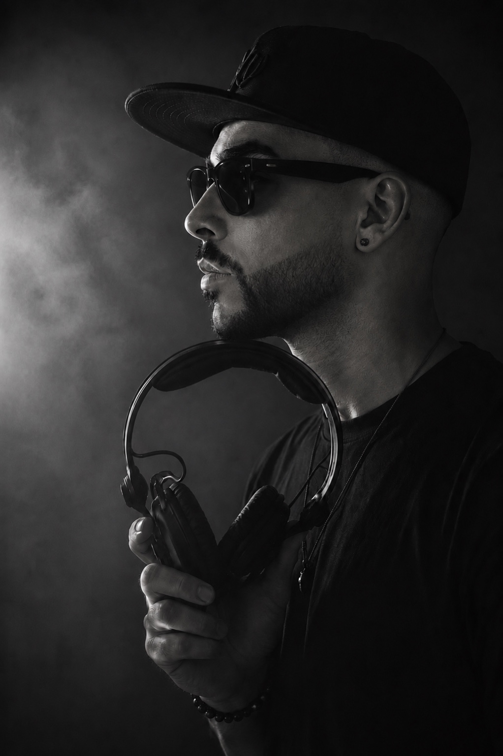 DJ PRADZ holding his headphones